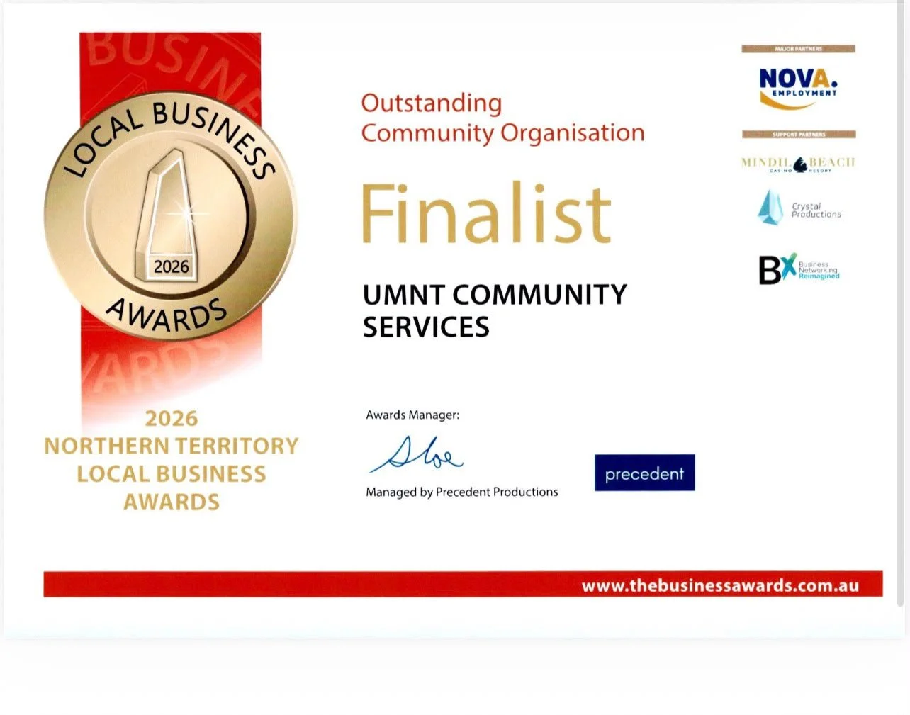 Finalist of NT Local Business Awards