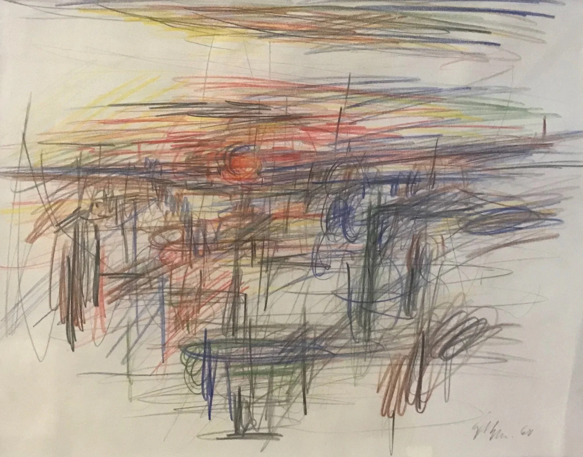 Sonnenuntergang, Farbzeichnung, 1968
