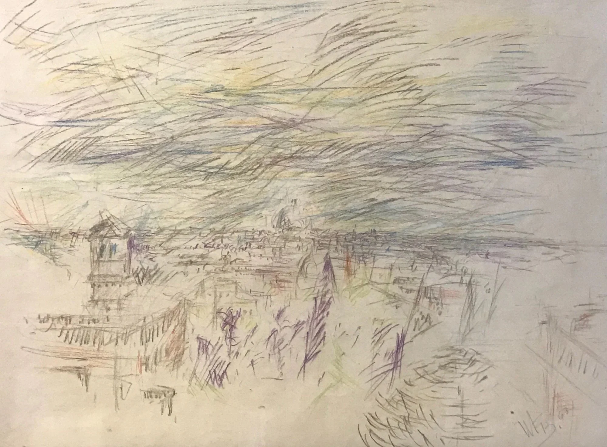 Stadtansicht, Rome, Farbzeichnung, 1963