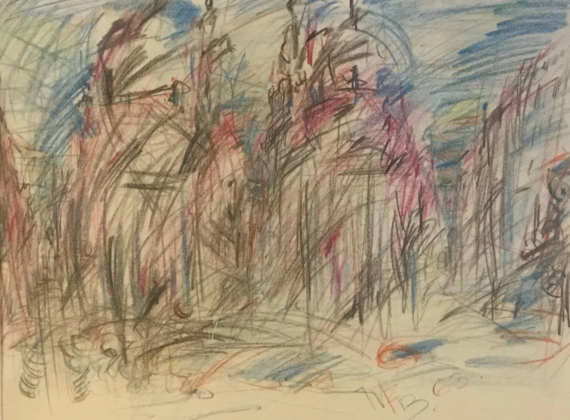 Piazza del Popolo, Rom, Farbzeichnung, 1963