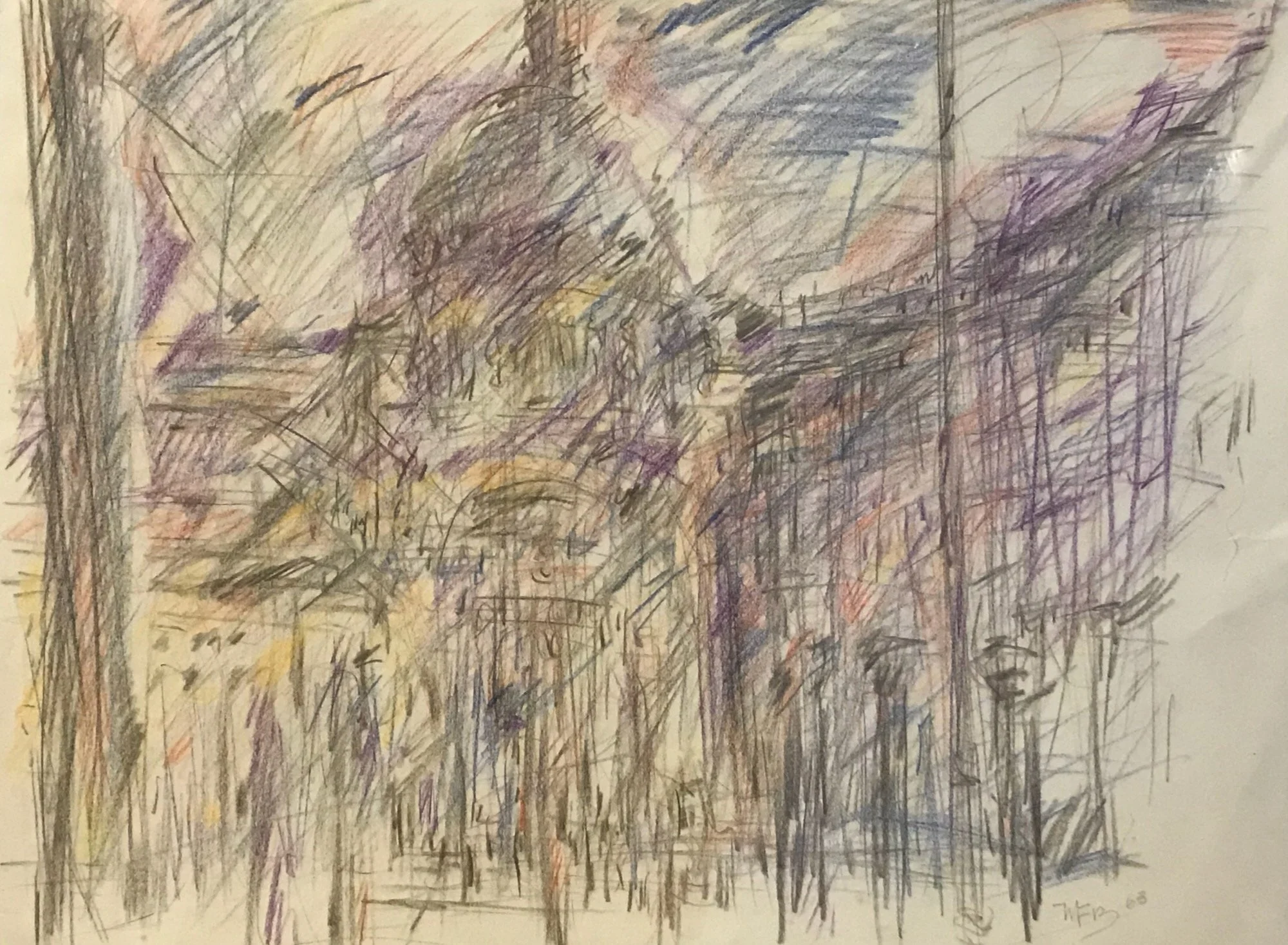Rom, 1968,  Farbzeichnung, 1968