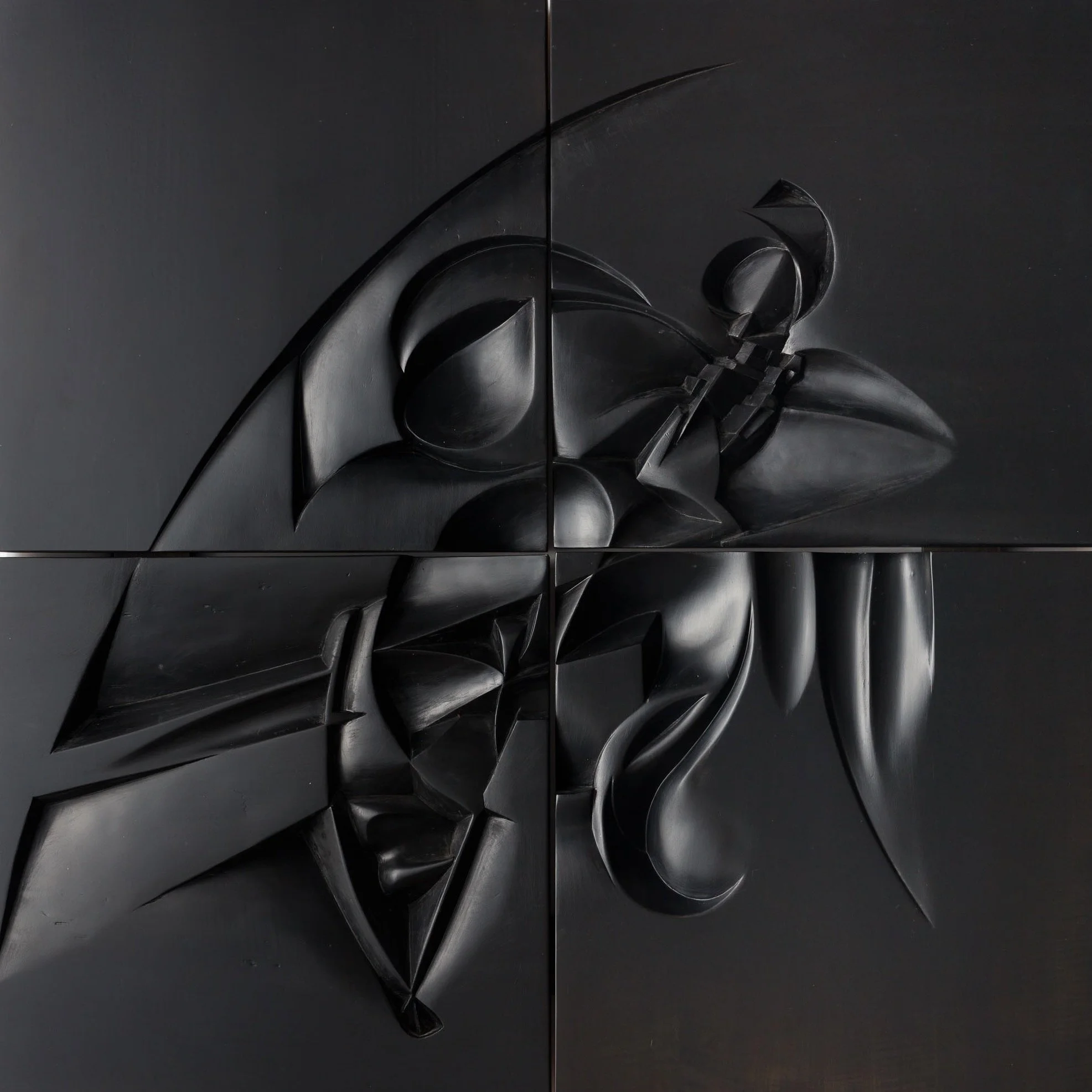 Friedrich Brütsch, Relief, Hommage à Tortellier, 1980/81, Linde gebeizt