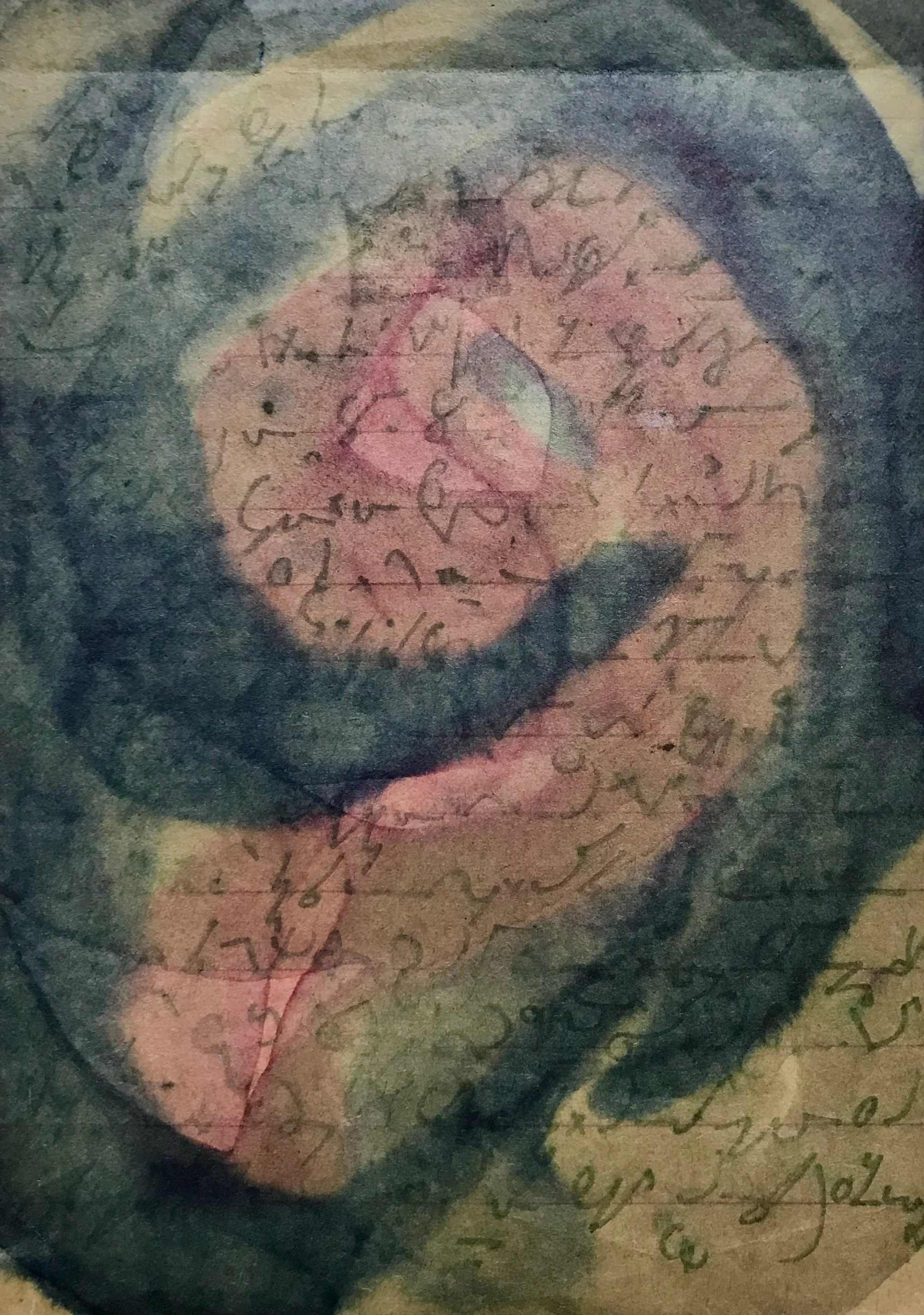 Ohne Titel,  Aquarell auf Buchseite in persischer Schrift, 1970s