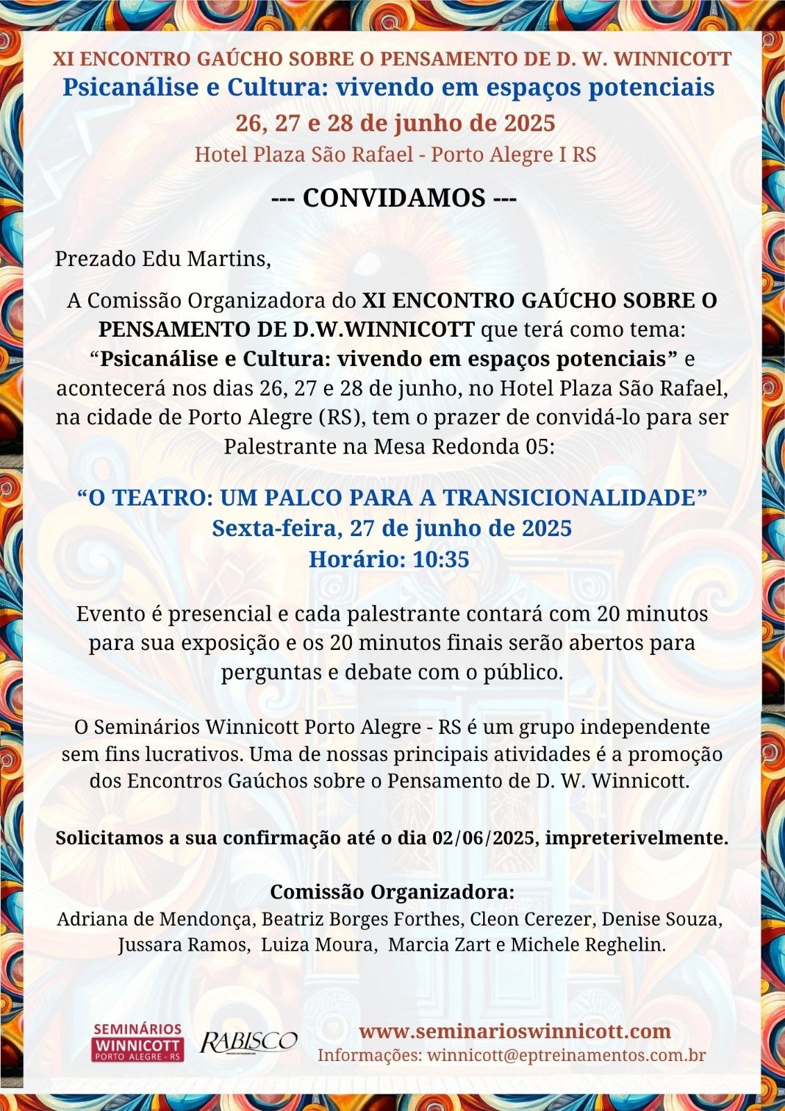 XI encontro Gaúcho Sobre o Pensamento de D. W. Winnicott. “O Teatro: Um Palco Para a Transicionalidade”