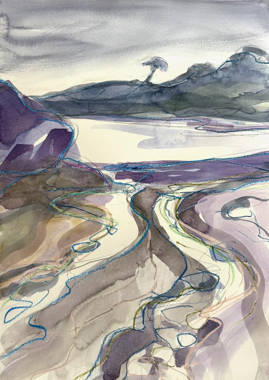 Cwm beach study, mixed media on paper, 40 x 30cm