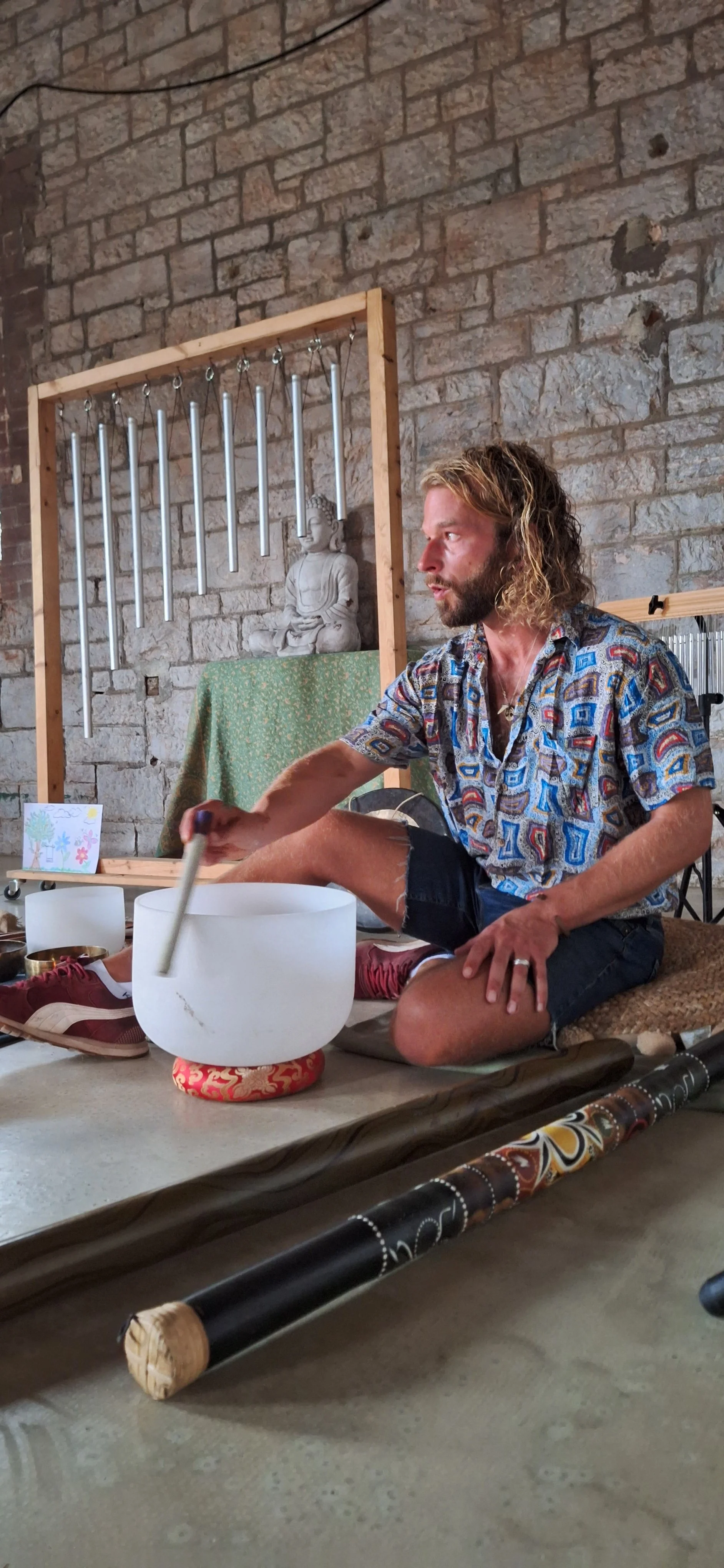 Oliver Jenkin leading a meditation session in Devon