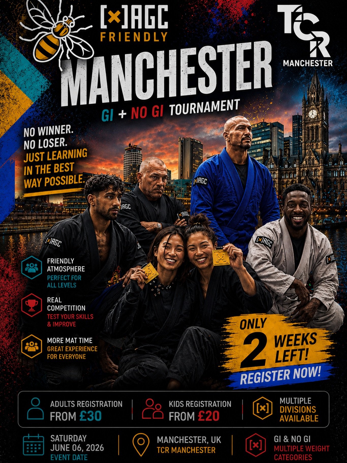 🔥 MANCHESTER&hellip; WE ARE COMING🔥

AGC Friendly lands in Manchester for the very first time on Saturday June 6th at TCR Manchester 🐝

A competition-style event built for learning, growth, confidence, and real mat experience.

Whether it&rsquo;s 