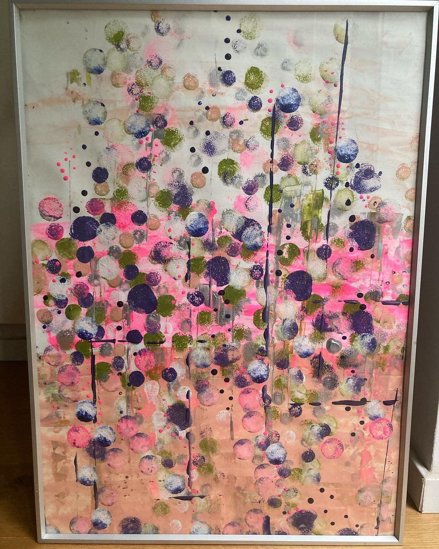 #pink #horizon #dots #acrylicpainting #painting #art #artwork #abstractpainting #acryliccolors