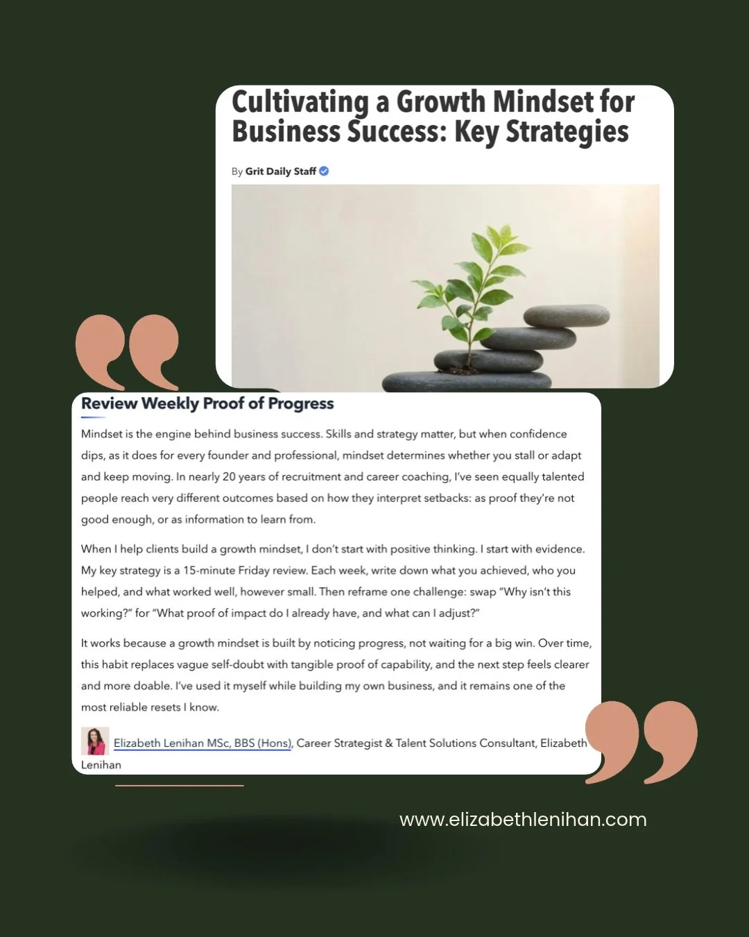 Confidence doesn&rsquo;t come from positive thinking. It comes from evidence.
I was recently invited to contribute to @gritdaily on cultivating a growth mindset, and the strategy I shared is a 15-minute Friday review.

Each week, write down:
&rarr; W