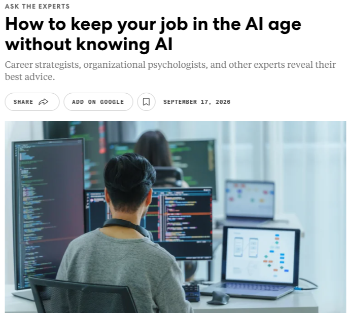 How to Keep your Job in the AI Age without knowing AI - Fast Company