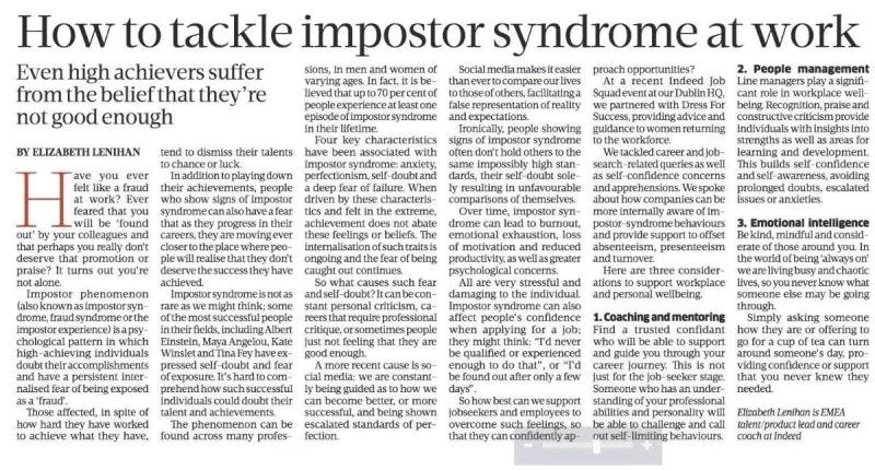 How to tackle Impostor Syndrome at work