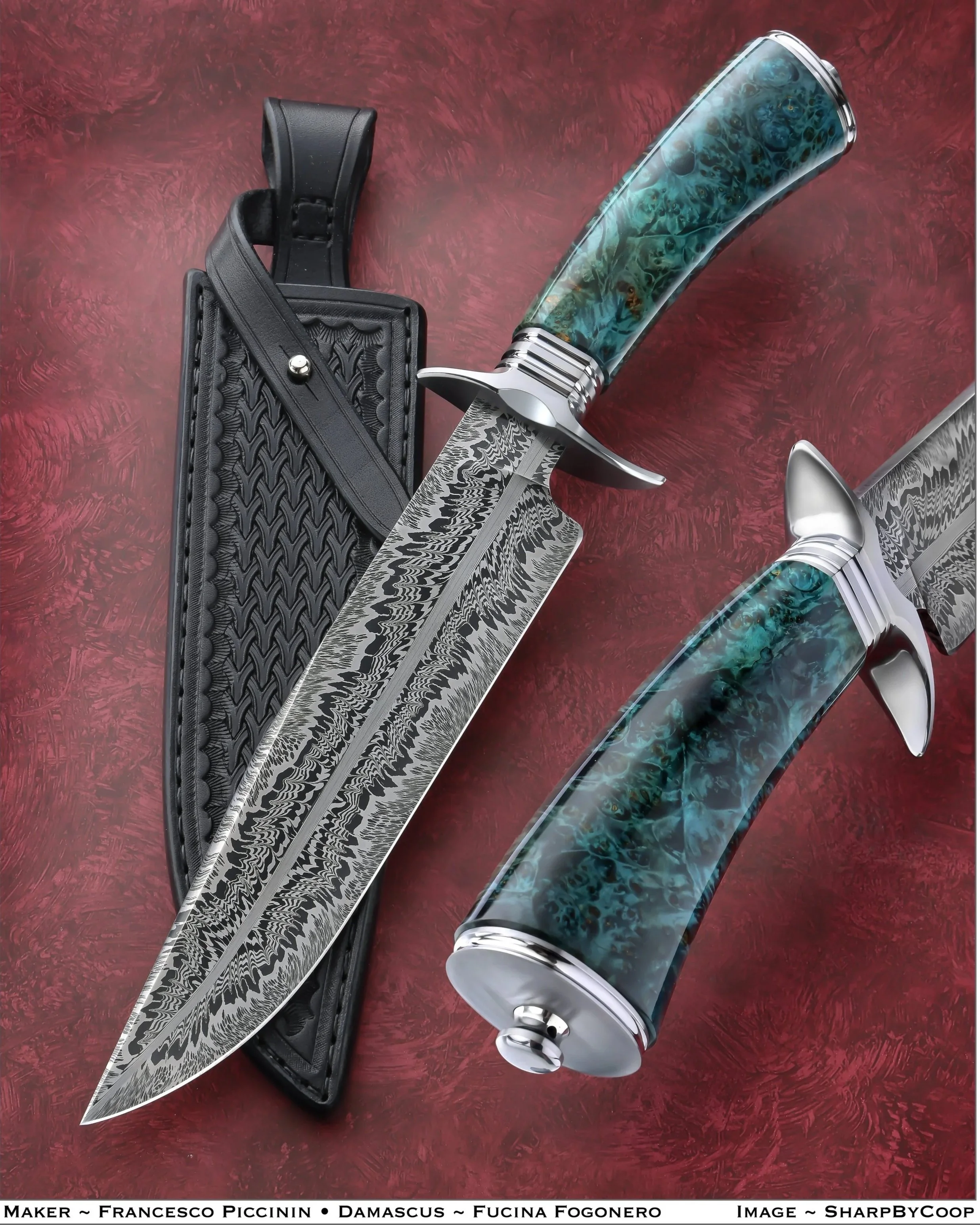A Damascus steel knife.