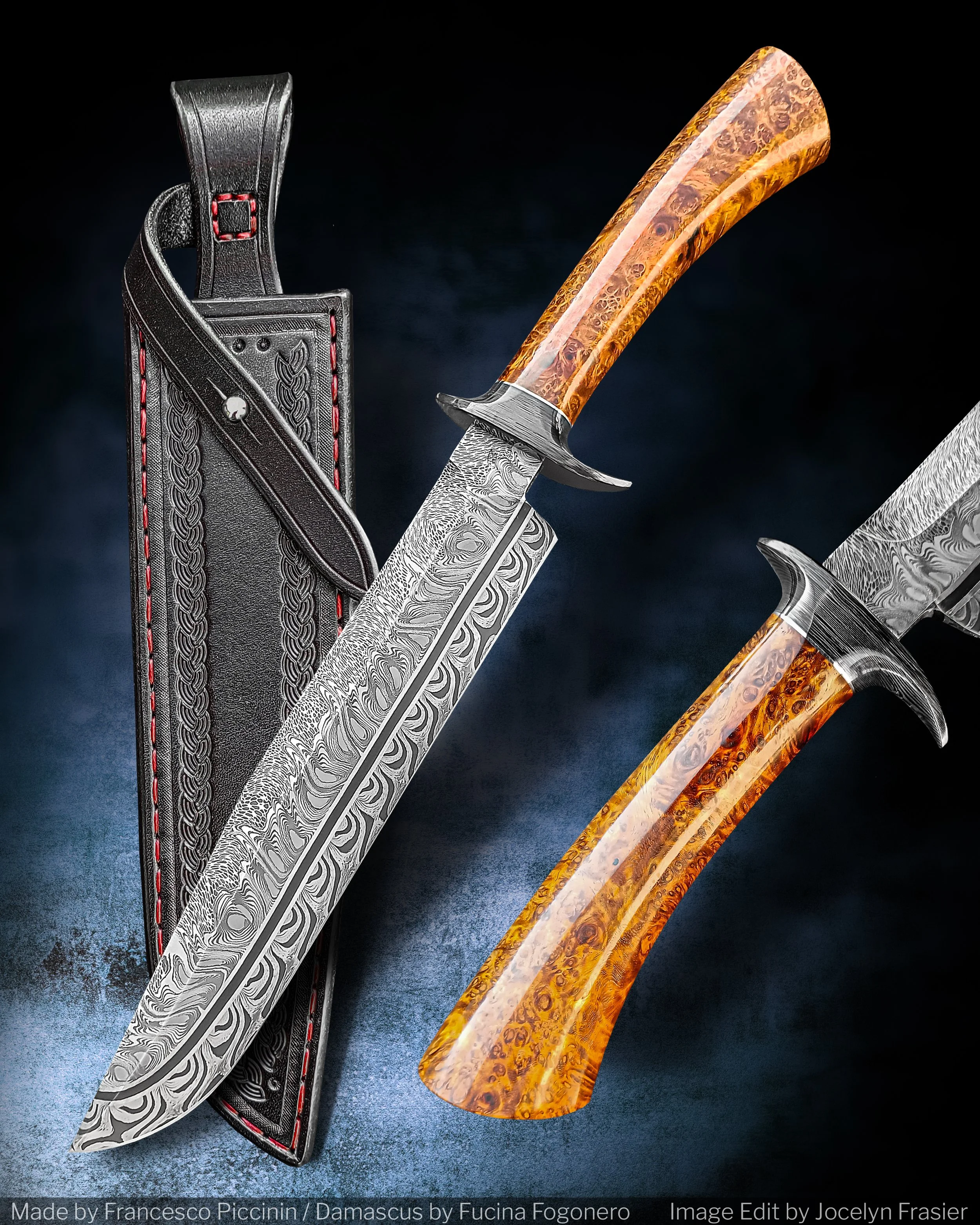 A Damascus fighting knife.
