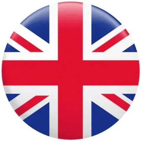 A circular icon of the Union Jack, the flag of the United Kingdom.