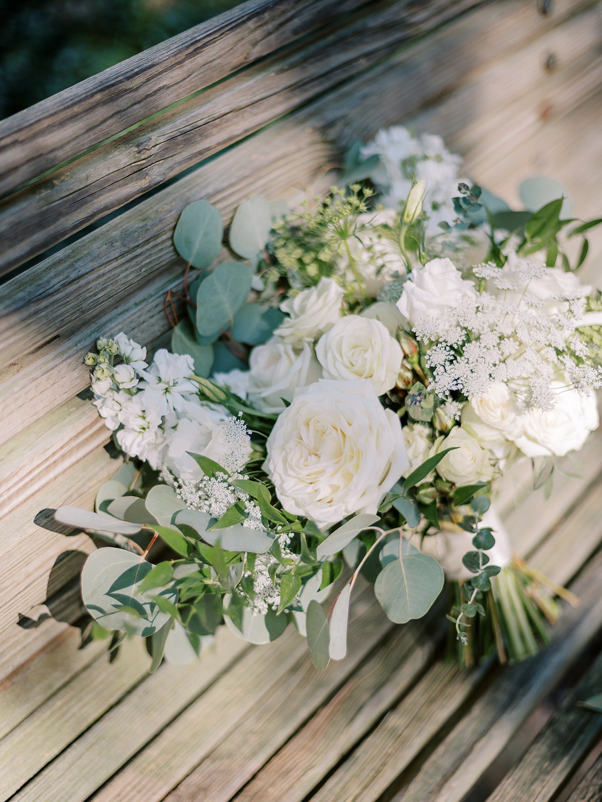 large organic bridal bouquet with white flowers