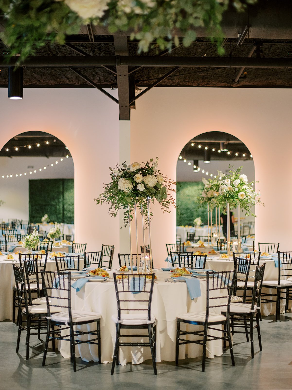 chic organic white wedding florals for reception
