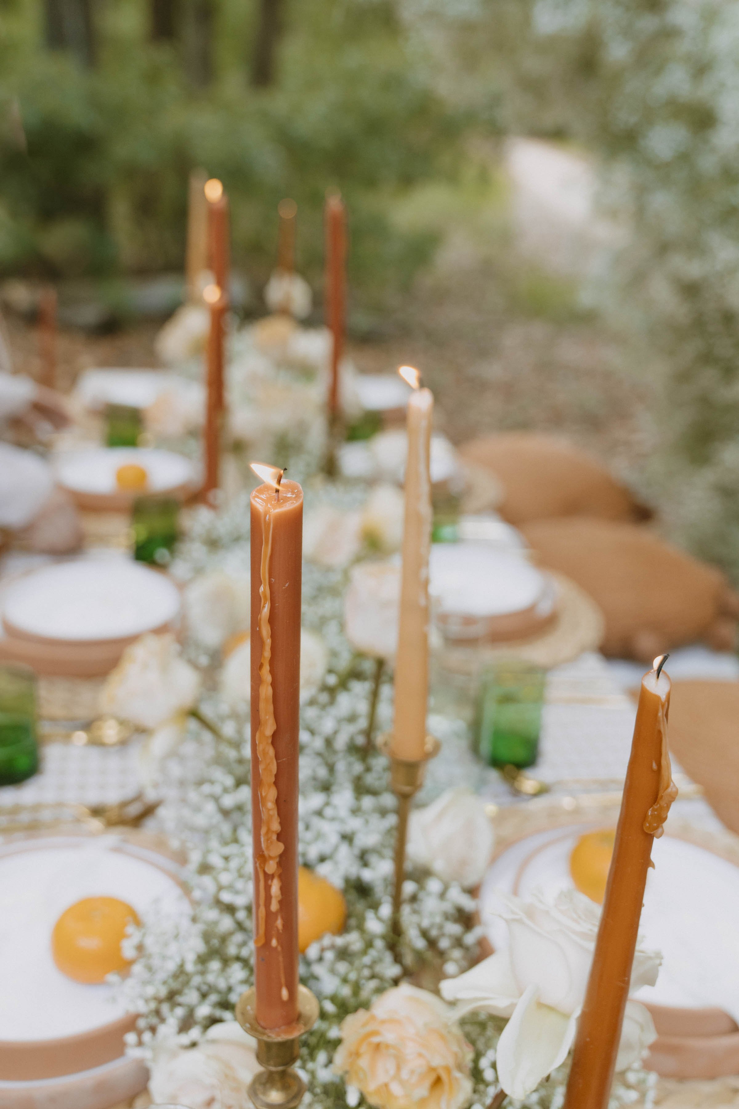 orange taper candles for wedding