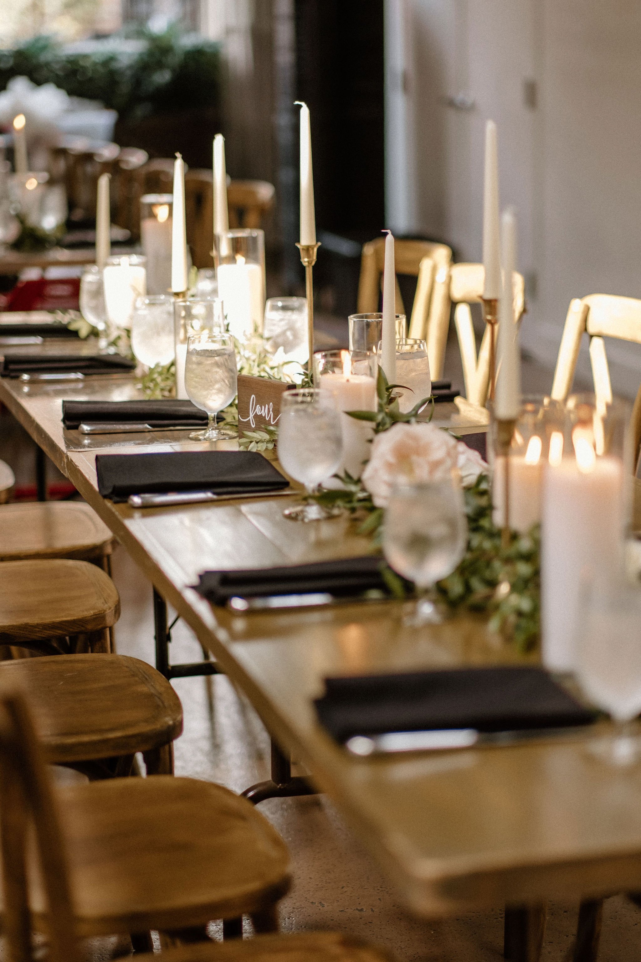 simple romantic reception table setting 