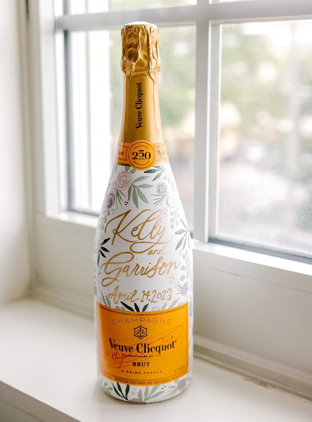 custom painted champagne bottle
