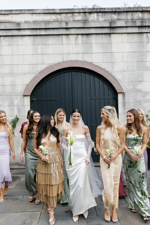 steaming bridesmaid dresses Gathered Bust Flutter Sleeve Satin Bridesmaid Dress - Champagne