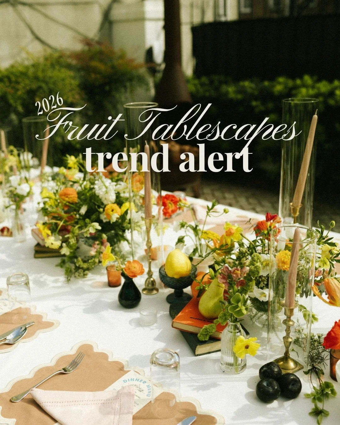We are loving this trend it&rsquo;s so fun! 2026 tablescapes are leaning into fruit woven effortlessly through florals. This a great way to add color🤍

Our floral team loved bringing this vision to life.

Photographer: @sarahmtnphoto 
Florals: @ivor
