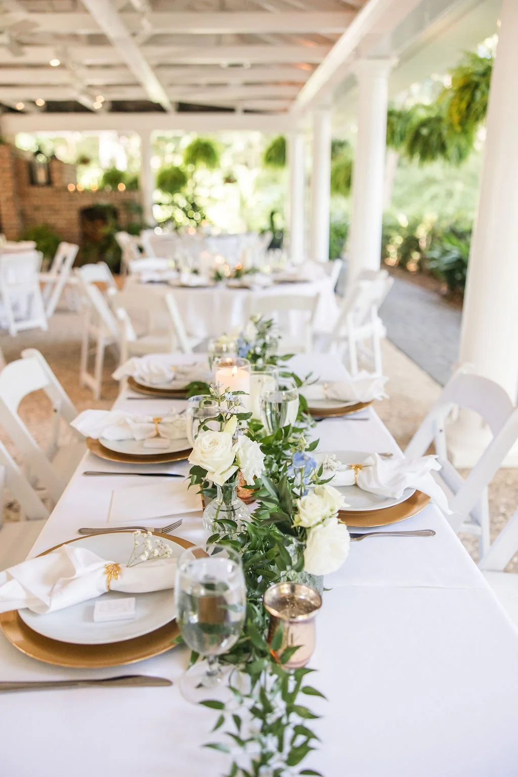 mackey house wedding inspiration simple classic southern wedding centerpieces with blue and white flowers.jpg