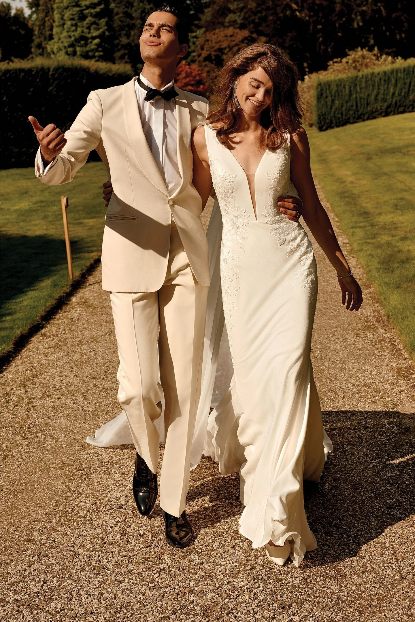 Fitted Sheath Gown with Crepe and Lace Appliques
