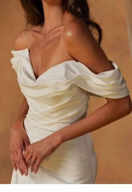 Off the Shoulder Sheath Wedding Dress