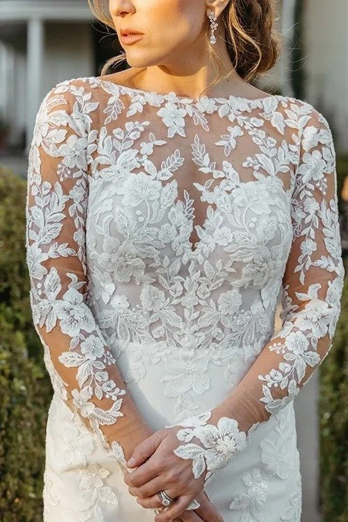 Long Sleeve Lace. Fitand Flare Gown