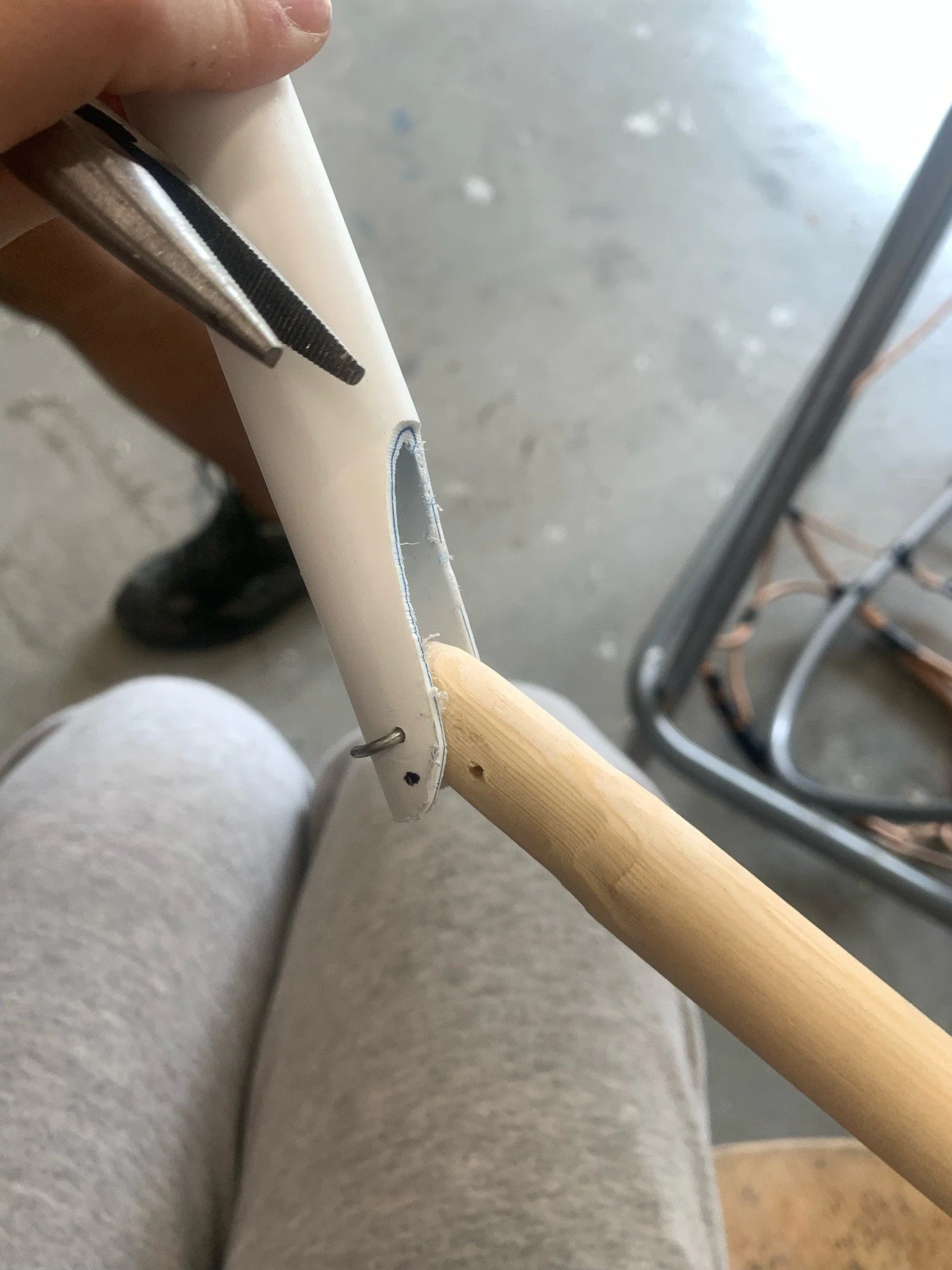 PVC pipe and wooden dowell mech
