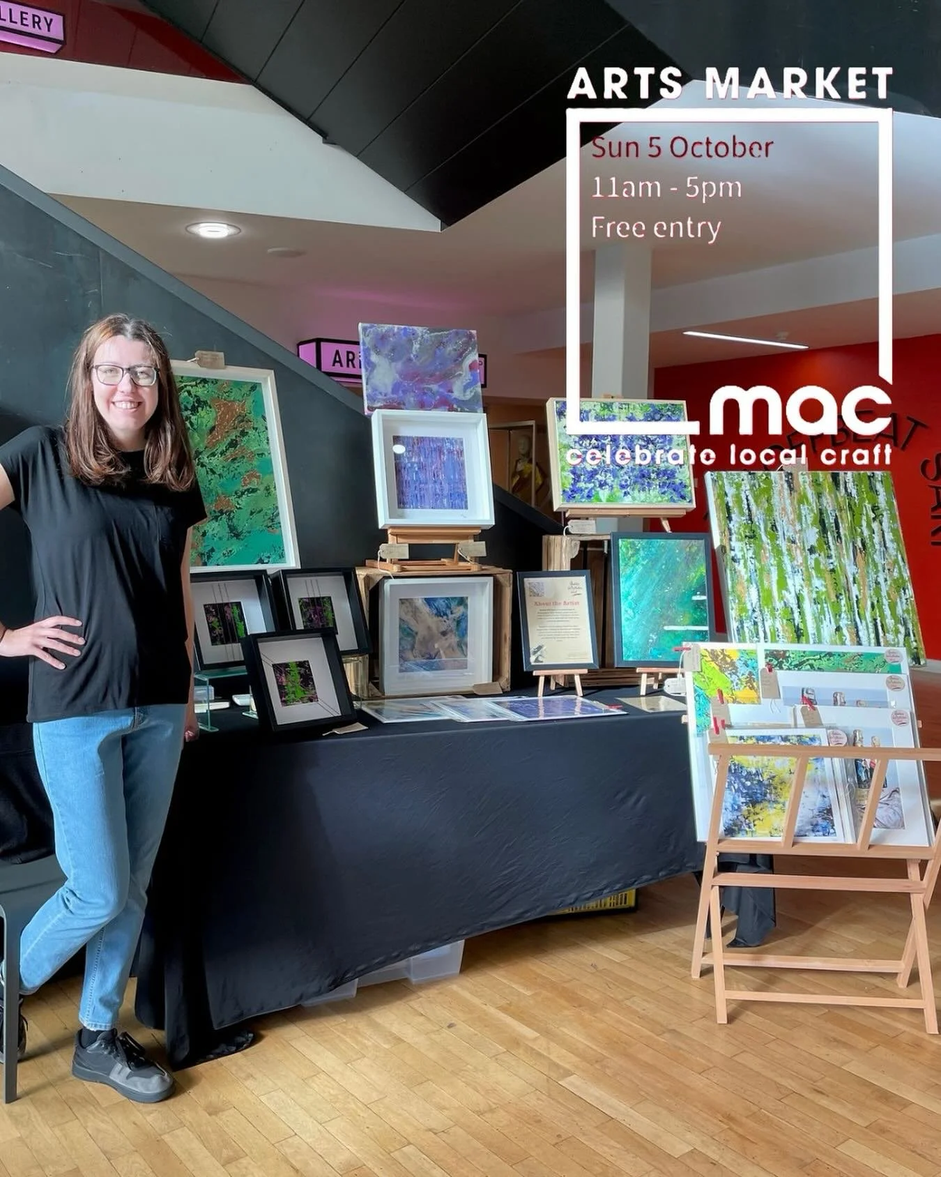 Come to @mac_birmingham today, I&rsquo;m already ready but it starts at 11. I&rsquo;ve got my newest piece Bluebell Woods and I&rsquo;ve got fantastic light to show it off. 

Come and say hi, I&rsquo;m fuelled with caffeine ☕️🎨

Art Market 
Abstract
