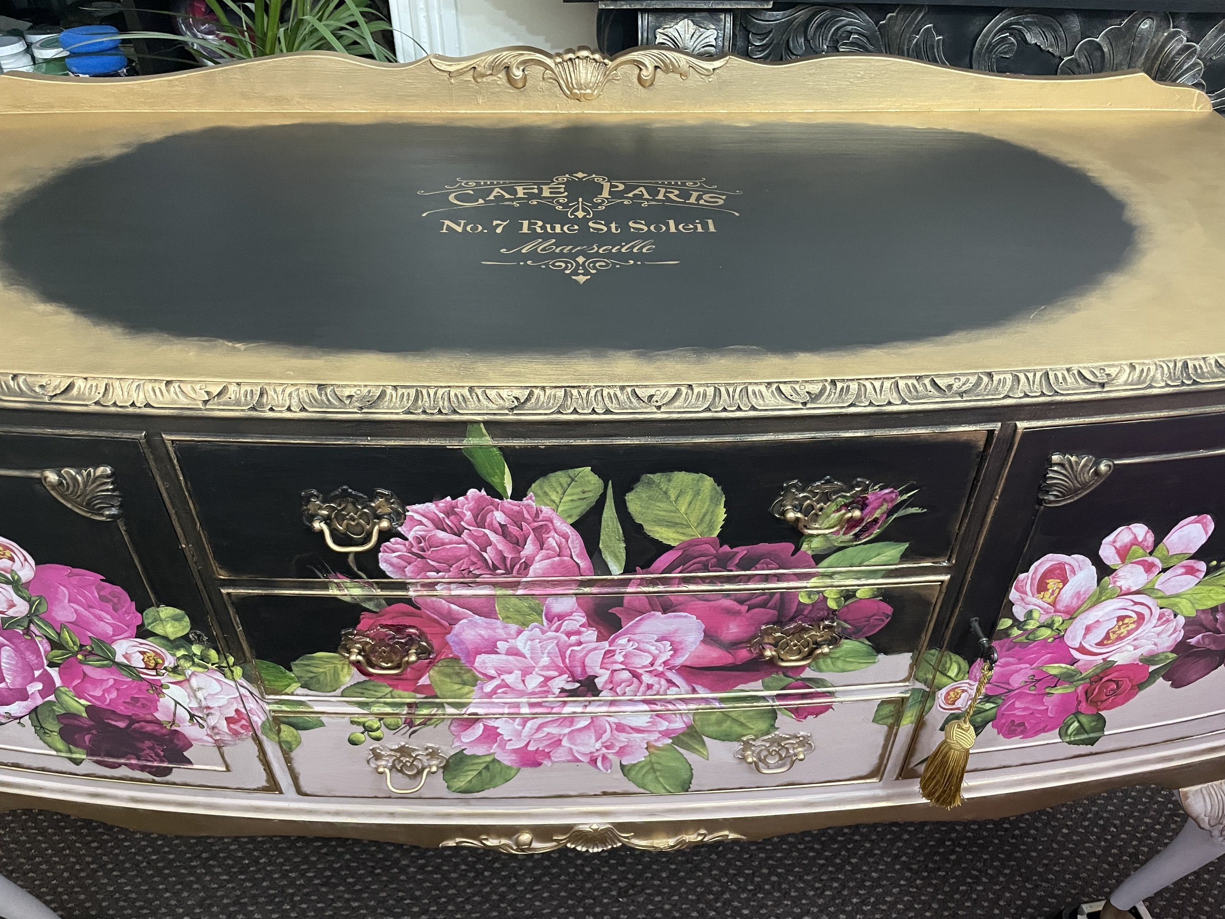 French Style vintage Floral Sideboard