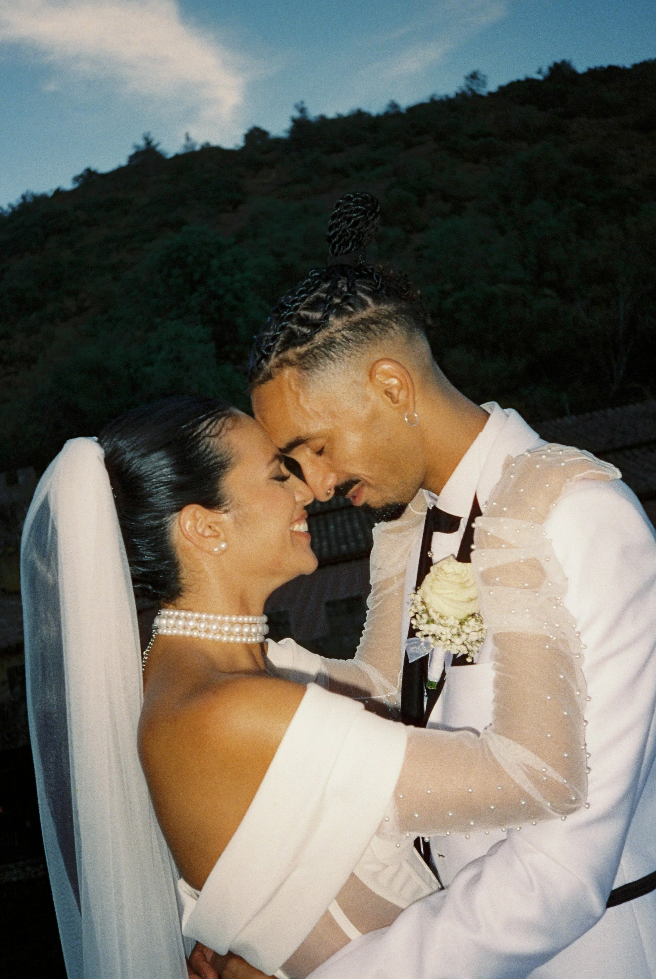 Analog wedding photo at Quinta de São Thiago in Sintra