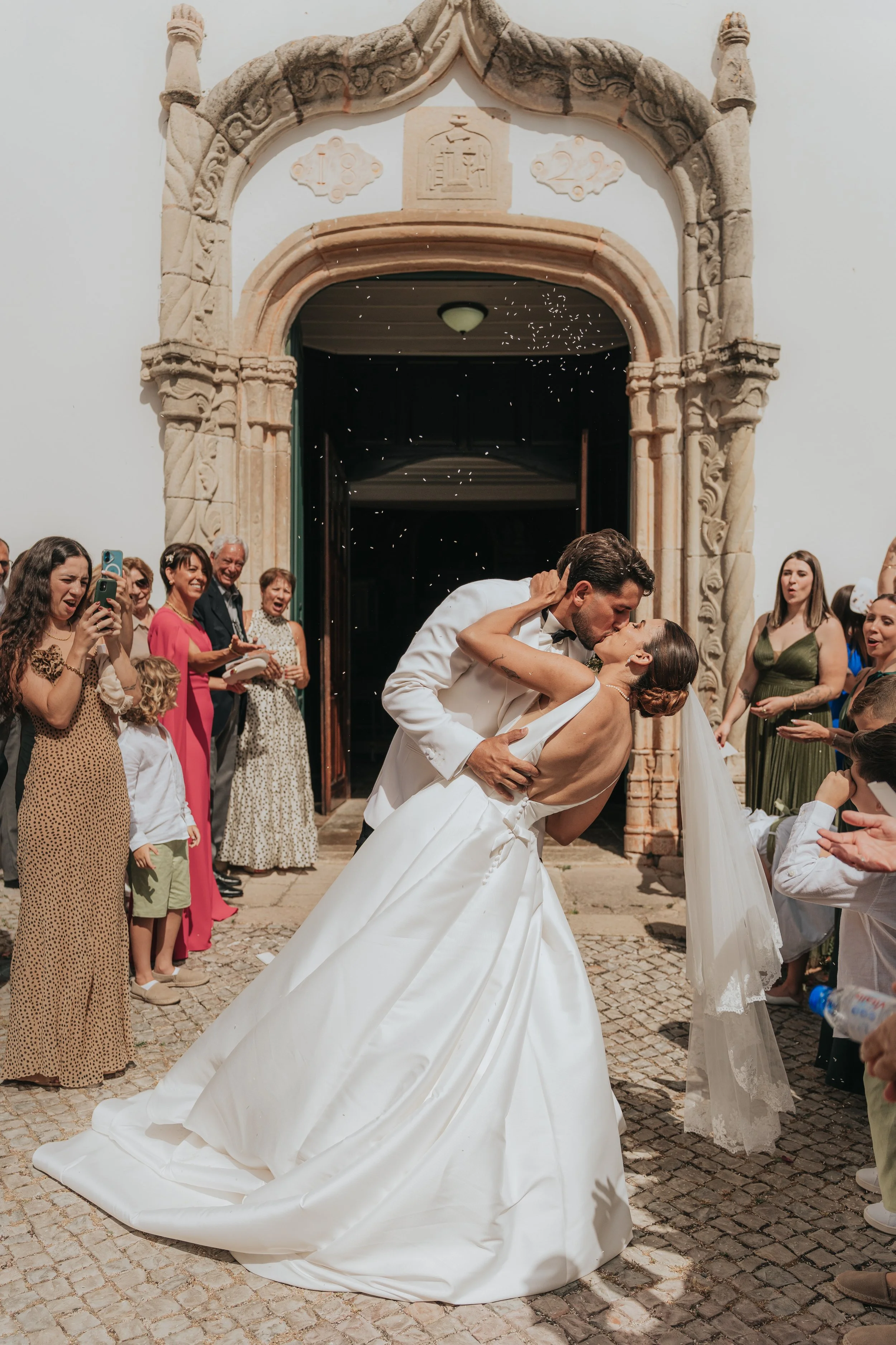 First kiss in front of the church