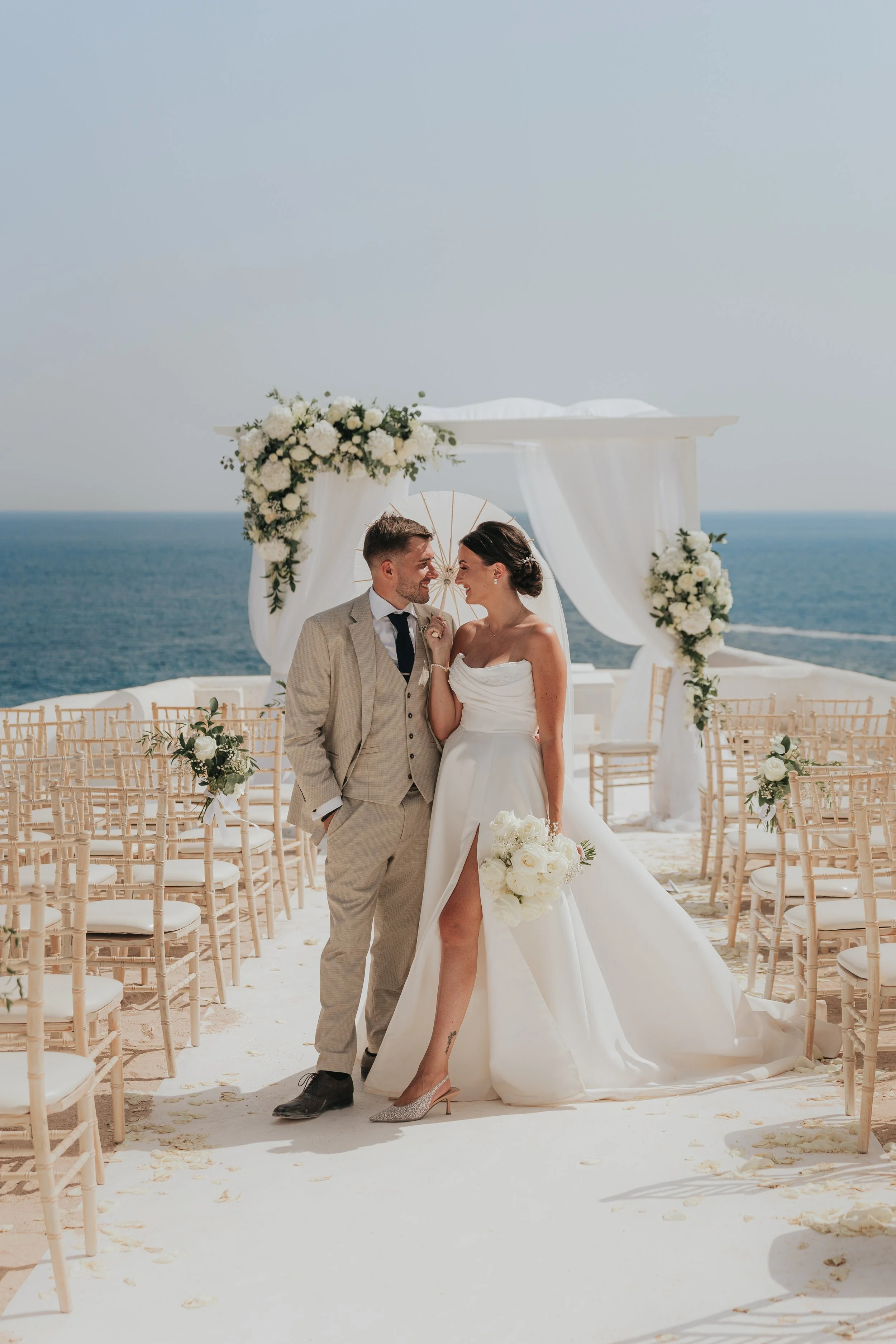 Wedding couple portrait at Senhora da Rocha in the Algarve, Portugal