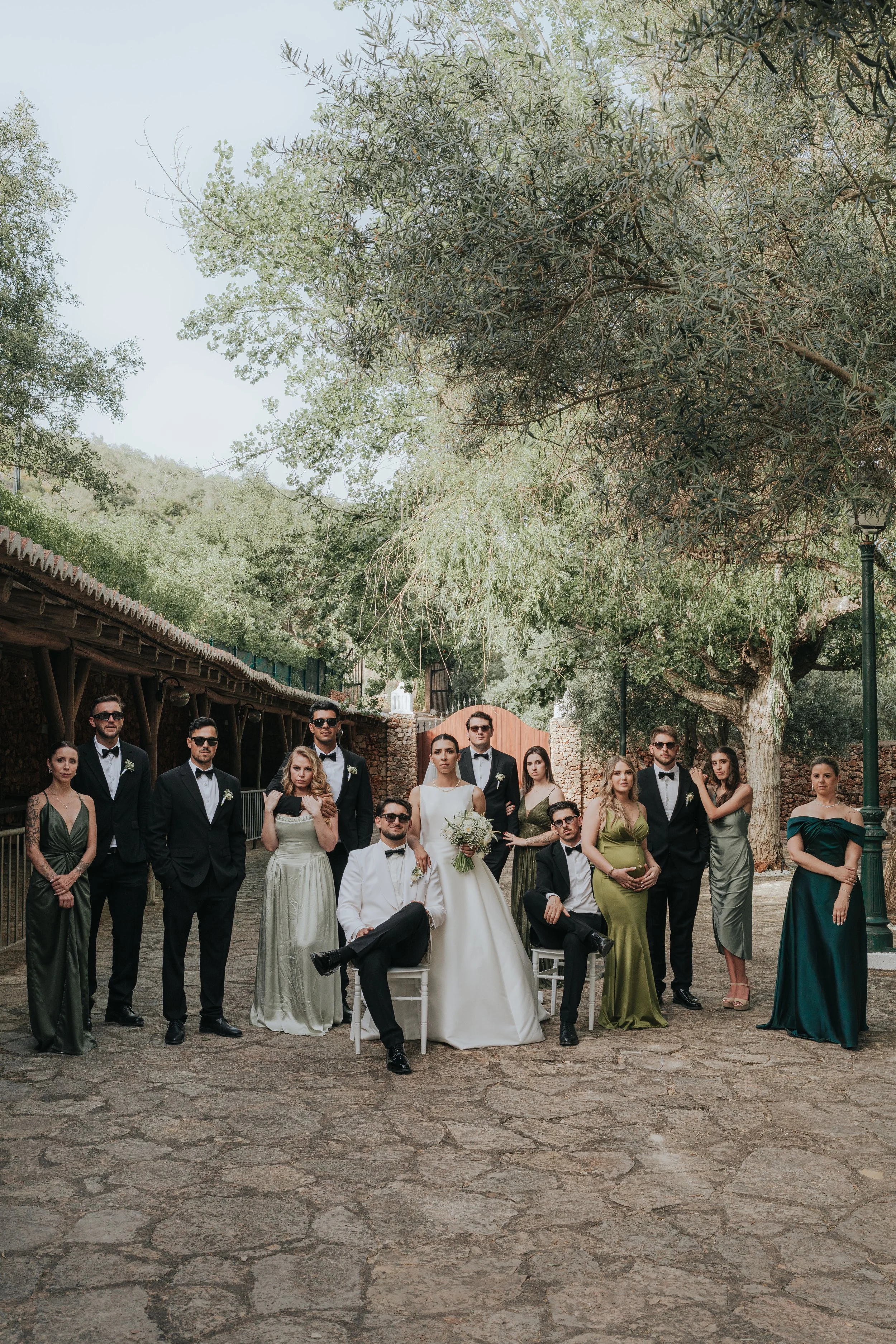 Bridal party portrait during a wedding in Portugal
