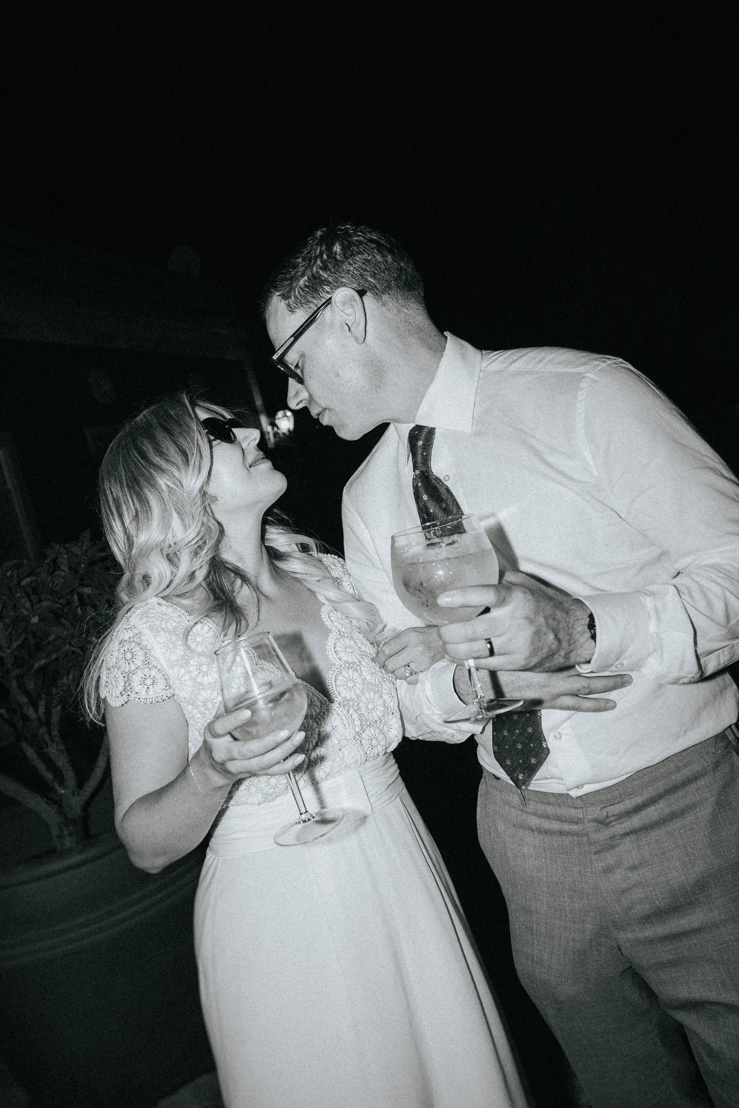 Wedding couple portrait at the end of the party in Portugal