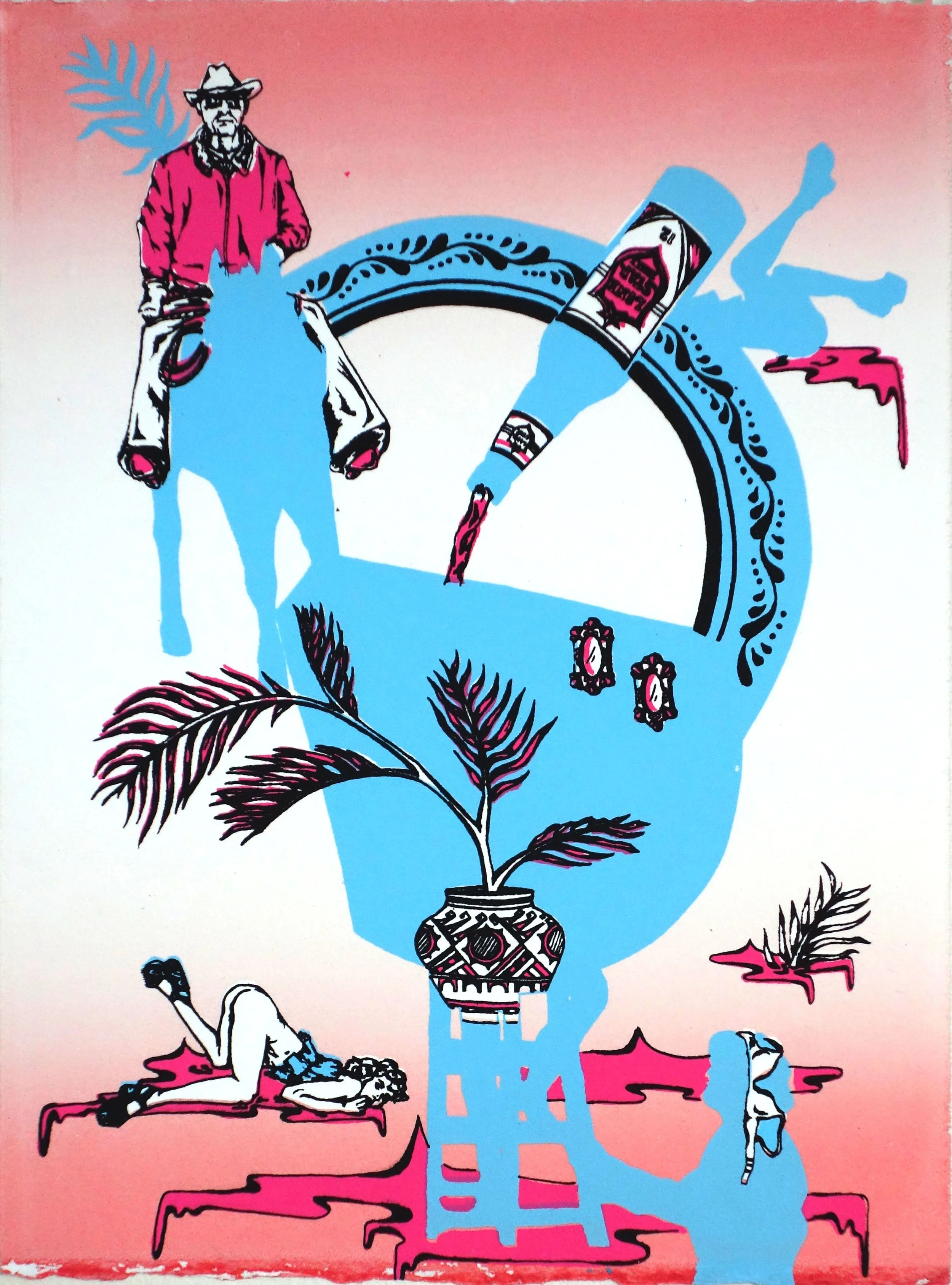 Pretty Little Straps, 8" x 10", silkscreen on paper