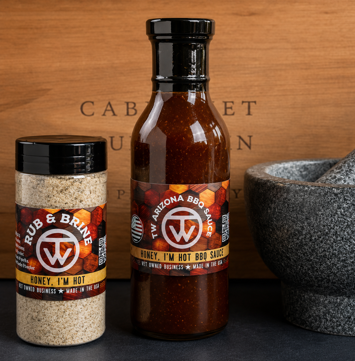 Honey I'm Hot BBQ Sauce and Seasoning 2 Pack