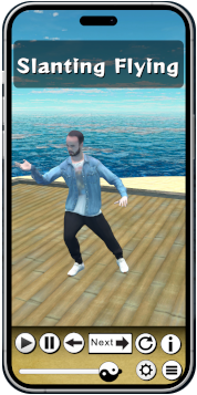 Tai Chi app demo showing Slanting Flying in TaijiTek.