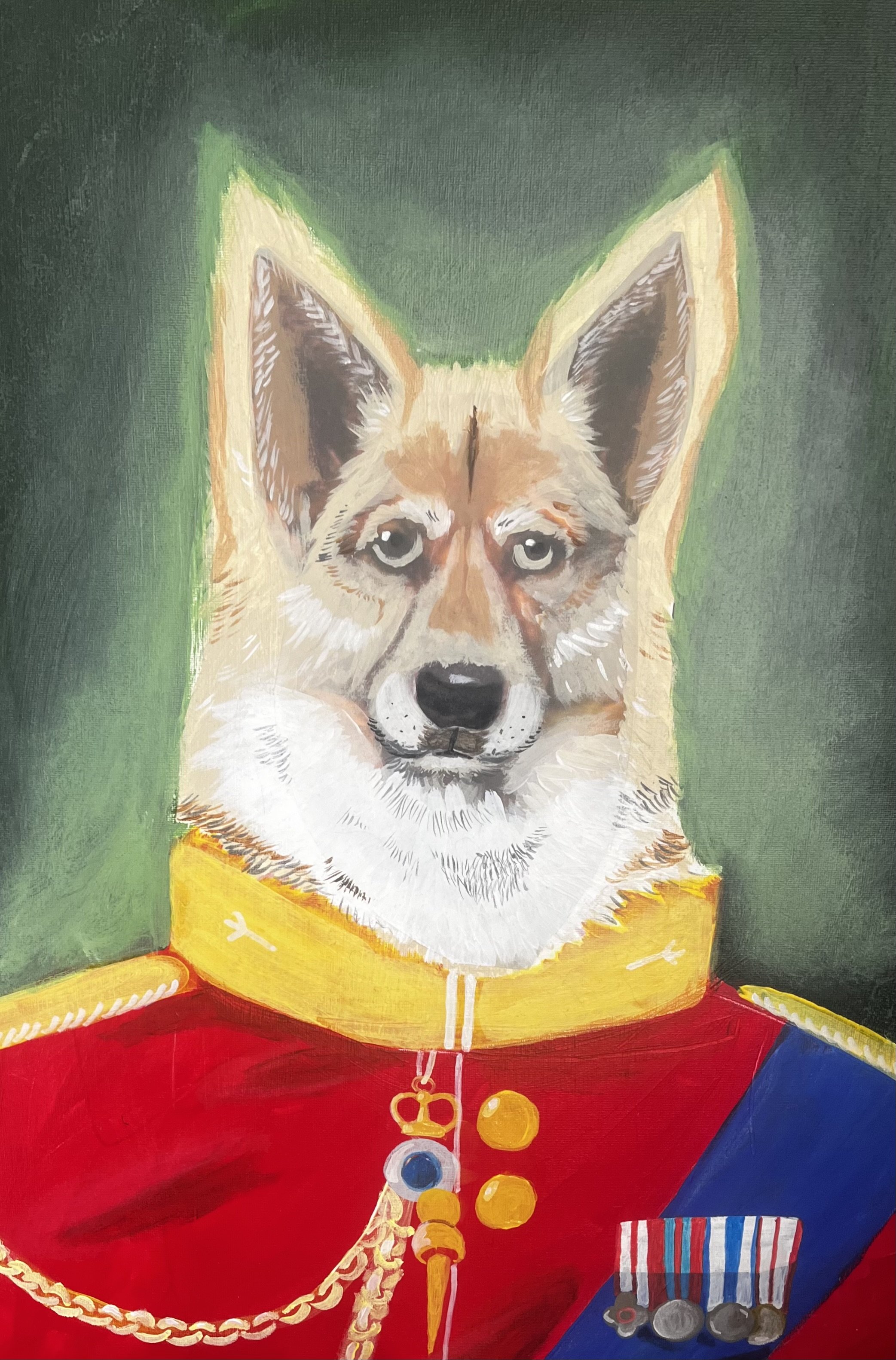 "Sir Gorgie, Pet Portrait" - 24X18 Acrylic on Canvas