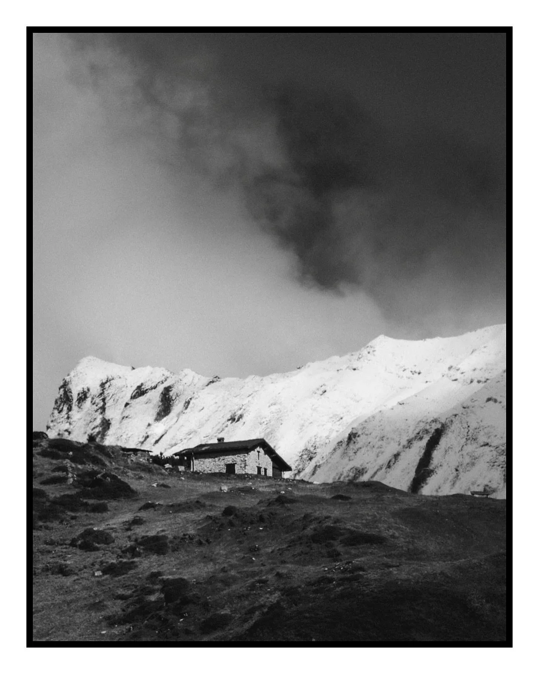The mountains are excellent to remind us of our scale. 
Beaufort, Savoie (73)
📷 Canon R5C
🎥 EF 100-400mm f/4.5-5.6 IS L II
#blackandwhitephotography #bnwphotography #monochromephoto #filmlook #analogstyle #moodylandscape #mistymountains #frenchal