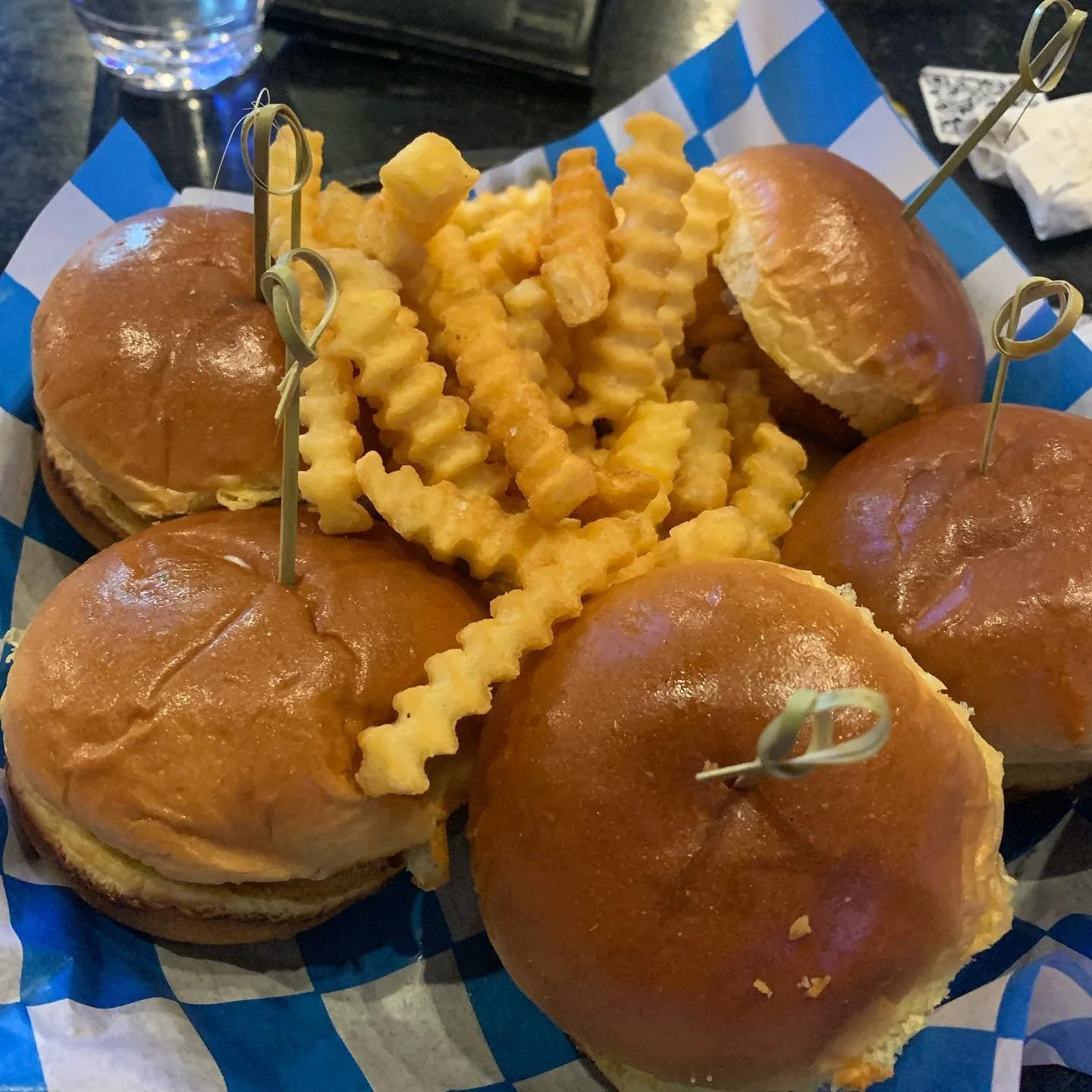 Brickhouse
Location: Chicago (wrigleyville)
Item: five Buffalo chicken sliders with fries 
Cost: $11.18 
Rating: 9/10
Congratulations to Brickhouse to giving me the deal of the century. FIVE Buffalo chicken sliders and maybe the best side of fries I&