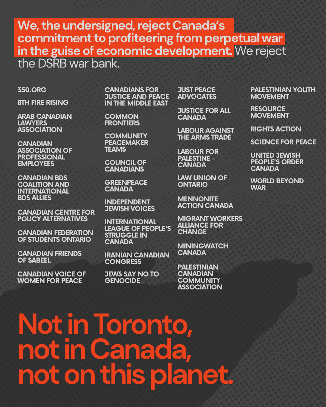 Stop the Global War Bank — Canadian Friends of Sabeel