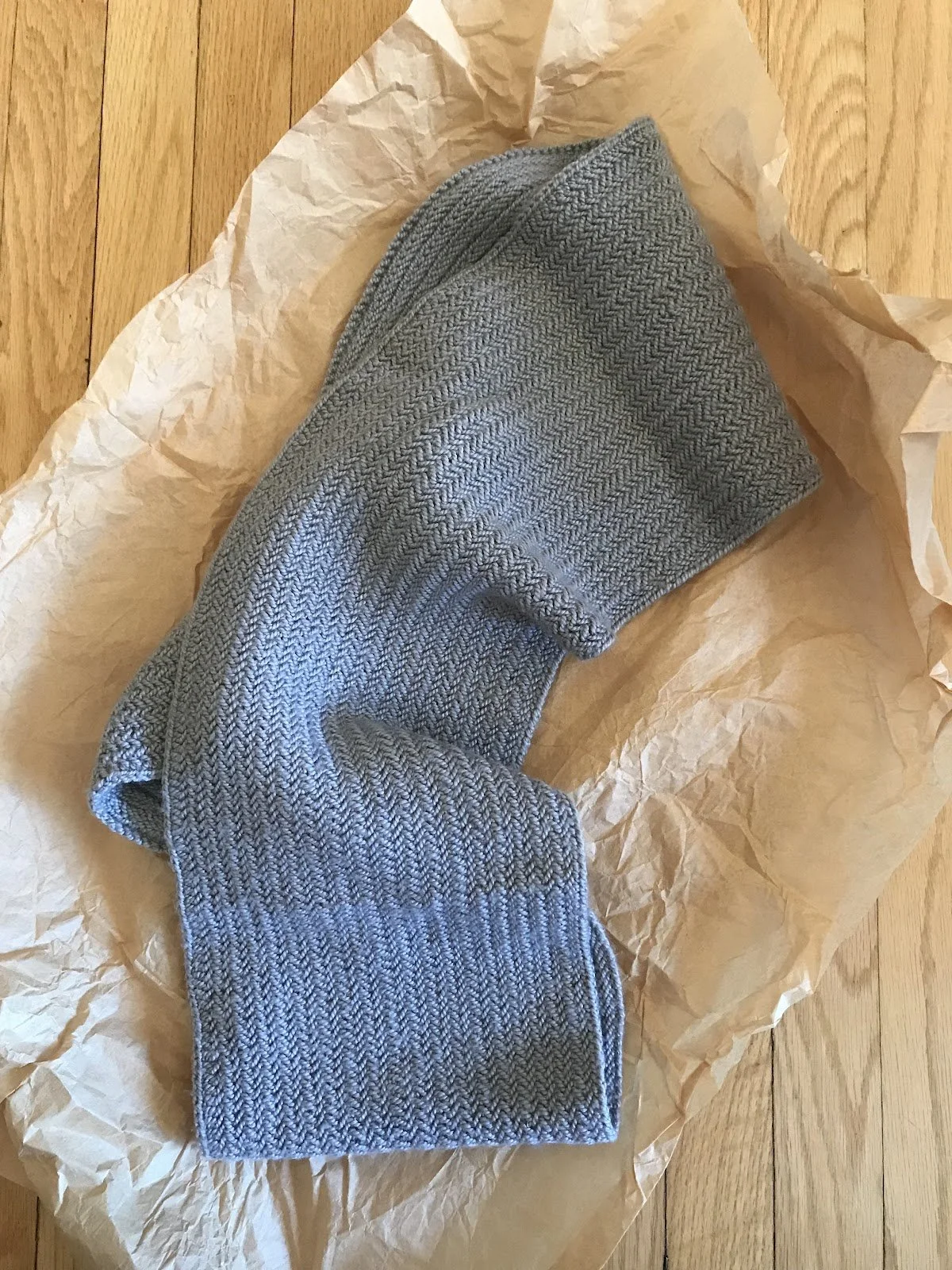 Hand-knit Herringbone Infinity Scarf