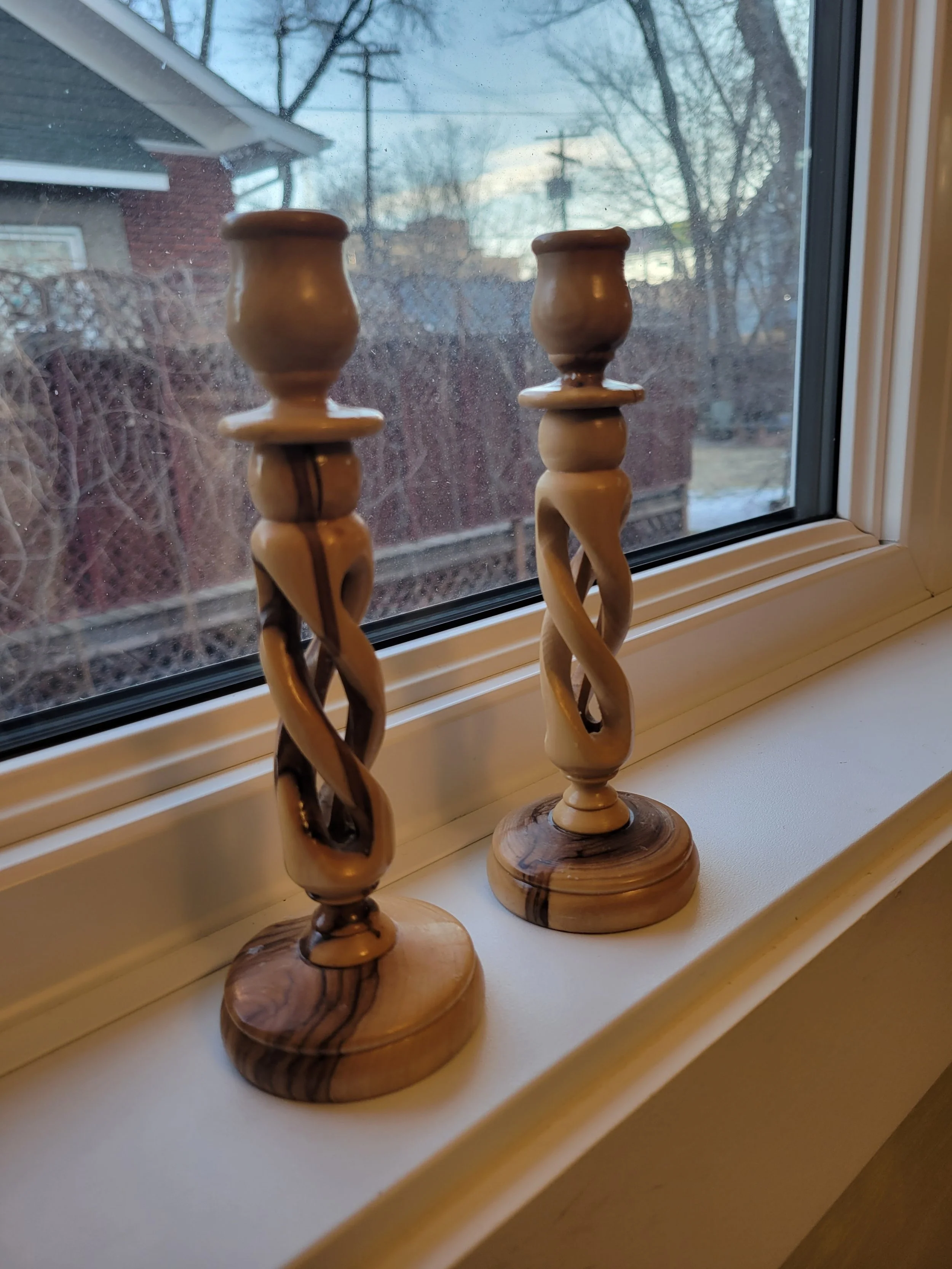 Olive Wood Candle Holders from Bethlehem