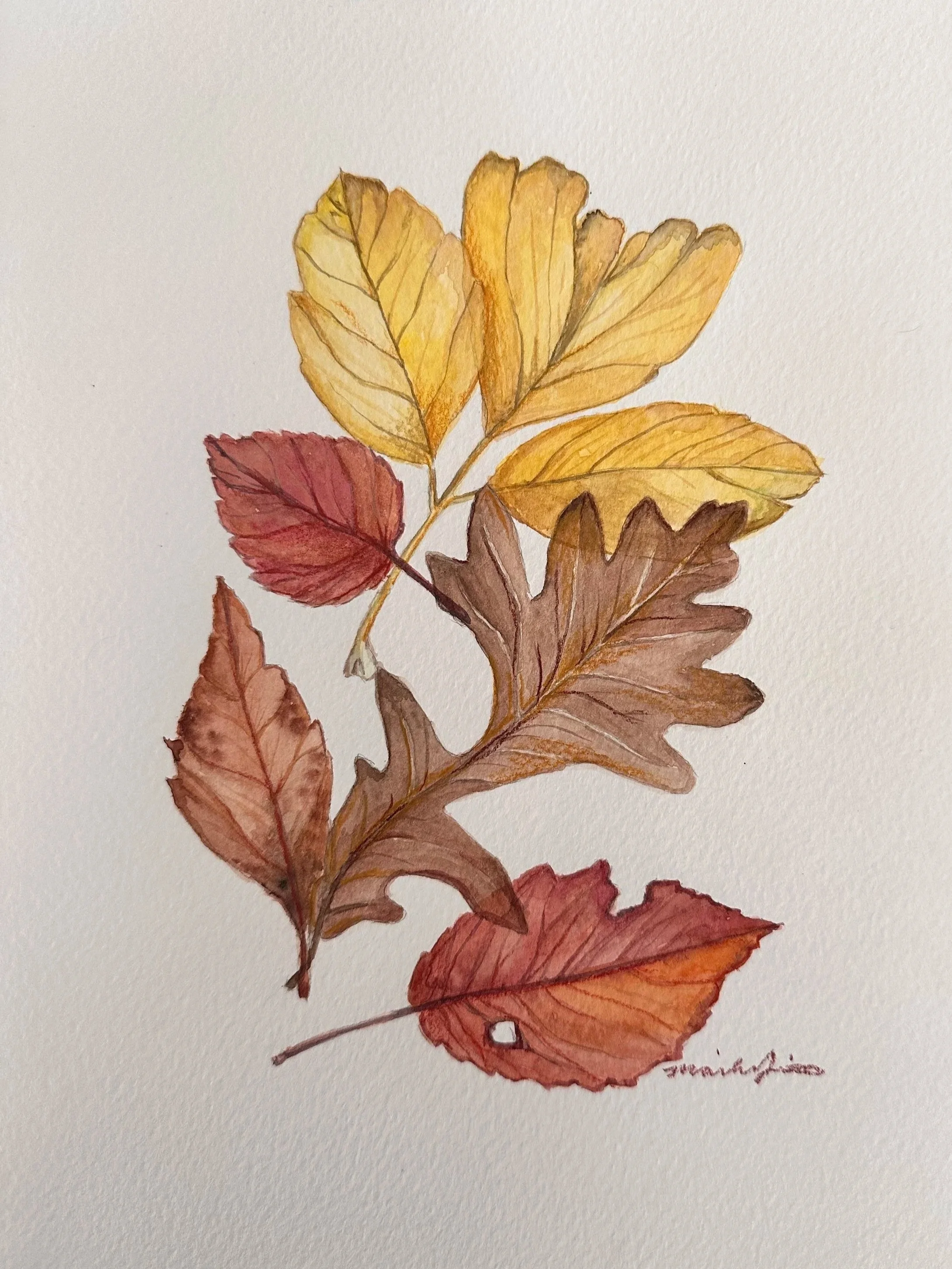 “Layered Leaves” Mixed Medium
