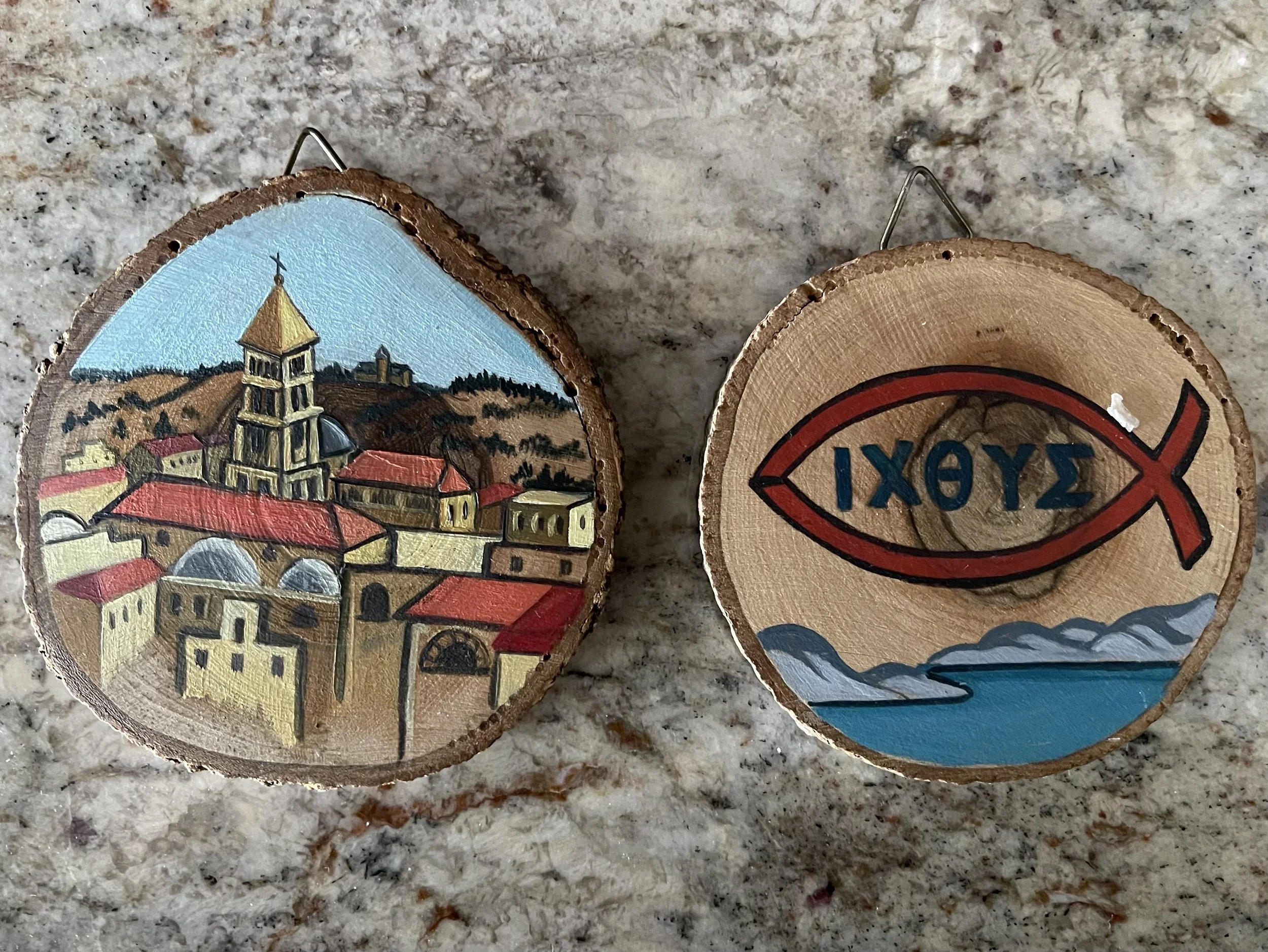 Hand Painted Olive Wood Decorations from Jerusalem