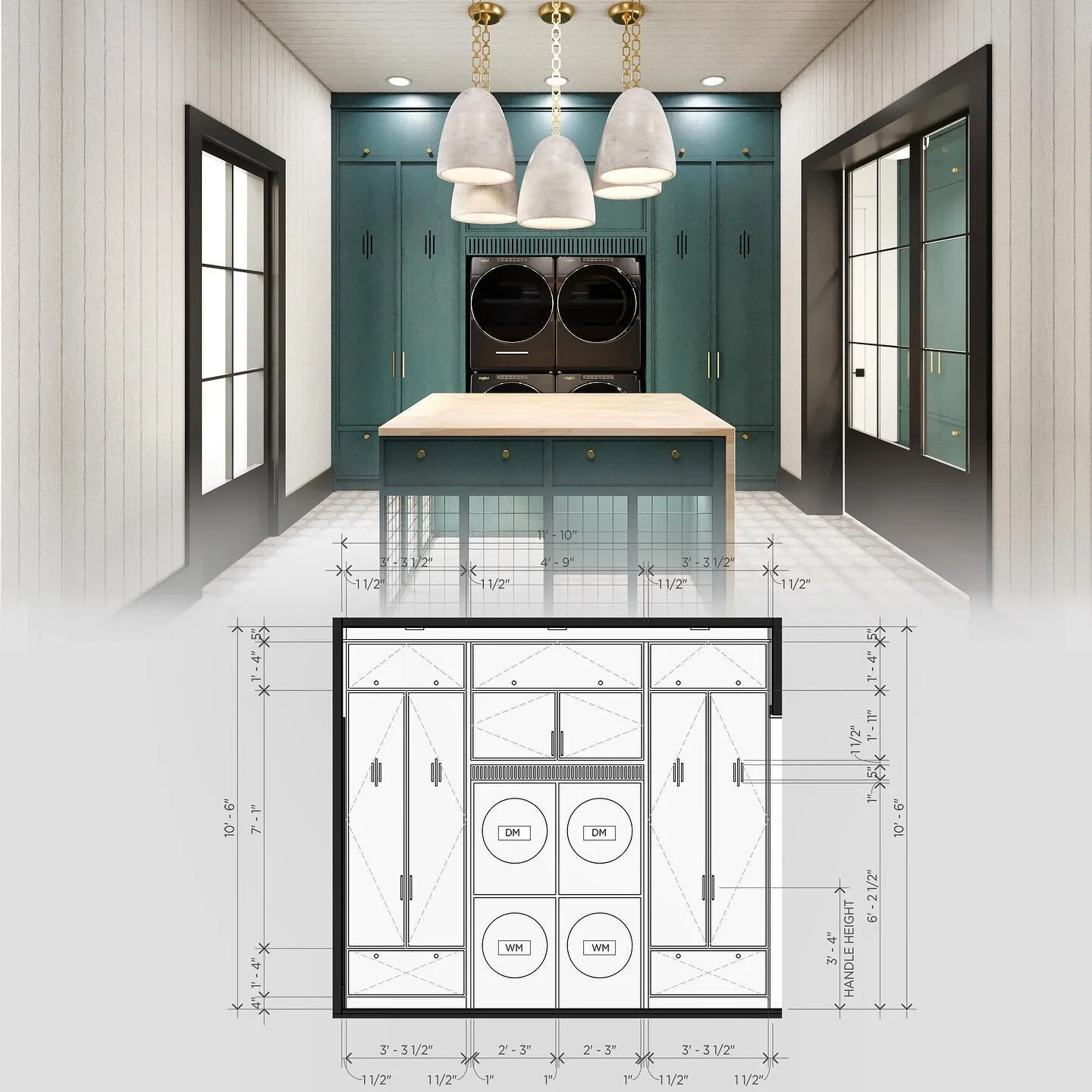 Beautiful laundry design by @concretetocotton 
Renderings &amp; project @siberiarender 
.
3ds Max &amp; corona renderer
Revit
Adobe Photoshop 
.

Follow to see more upcoming projects.
#revitdrawings #3drenders #laundrydesign