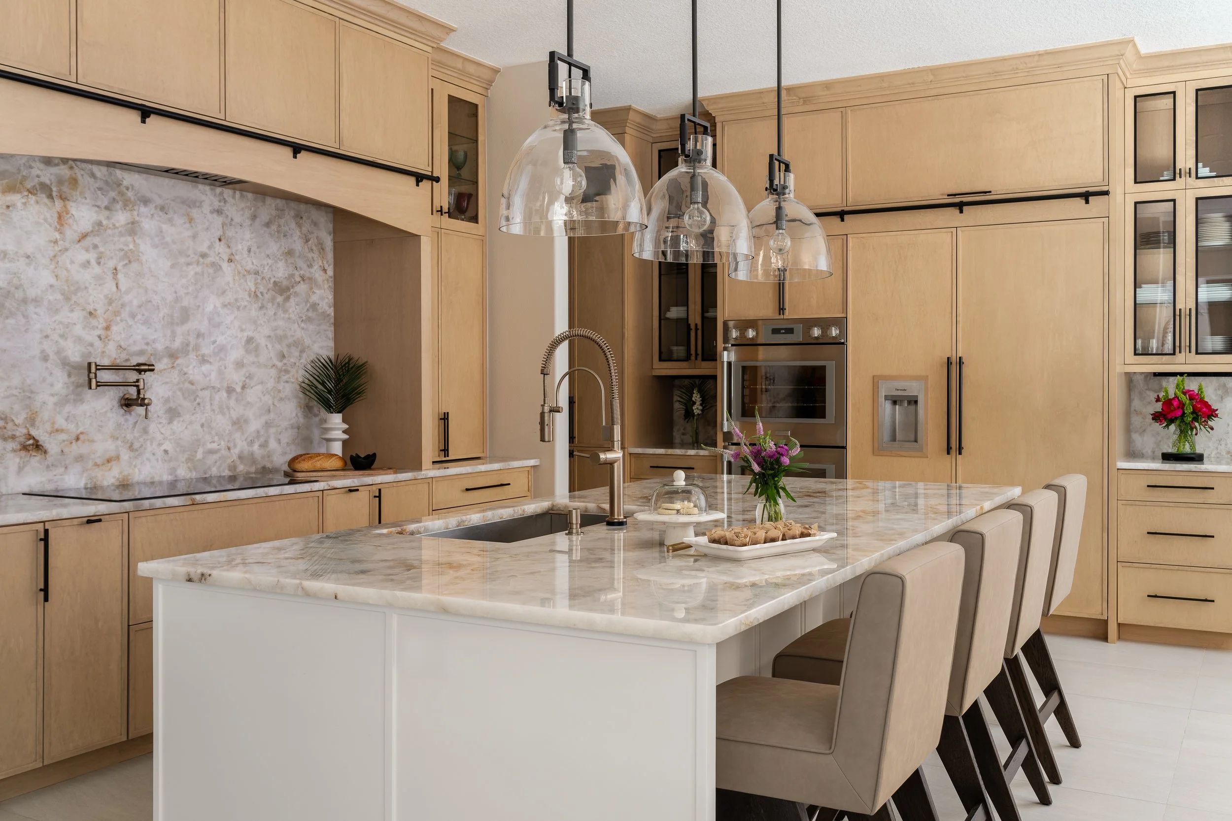 Maple Wood with Custom Stain: l-shaped kitchen